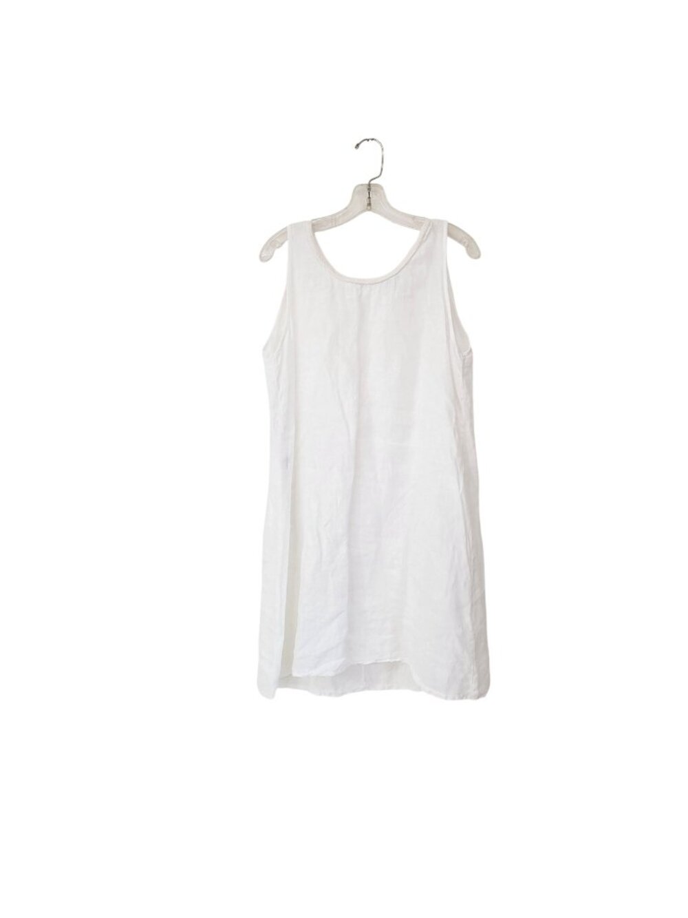 Puro Lino White Sleeveless Linen Dress Made In Italy Minimalist Style Size Large
